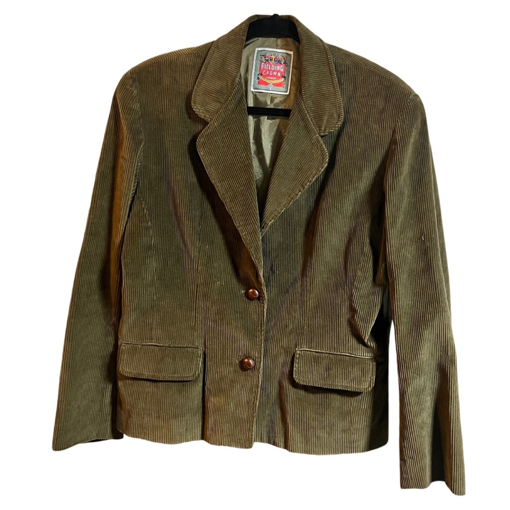 🧥 Vintage Fielding Crown Olive Green Corduroy Blazer
